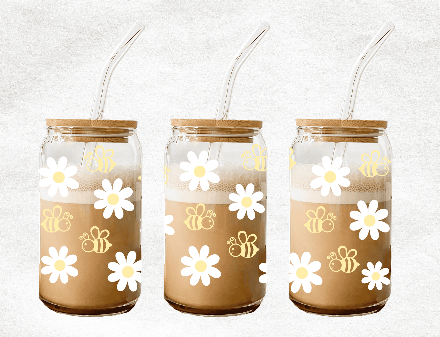 Bee & Daisy-Glass Cup