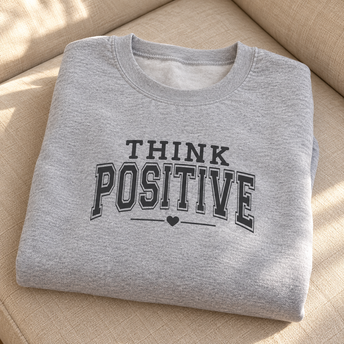 Think Positive Sweatshirt – Heather Gray Graphic Crewneck