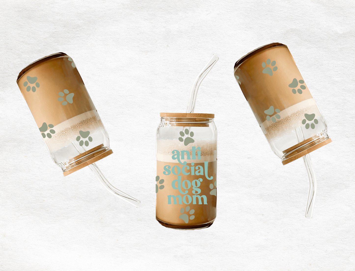 Anti Social Dog Mom - Glass Cup - MK CREATIONS