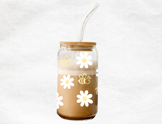 Bee & Daisy - Glass Cup - MK CREATIONS
