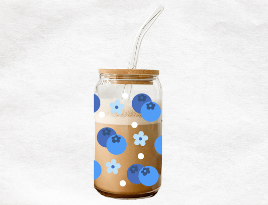 Blueberries - Glass Cup - MK CREATIONS