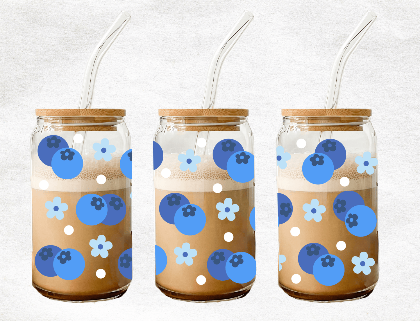 Blueberries - Glass Cup - MK CREATIONS