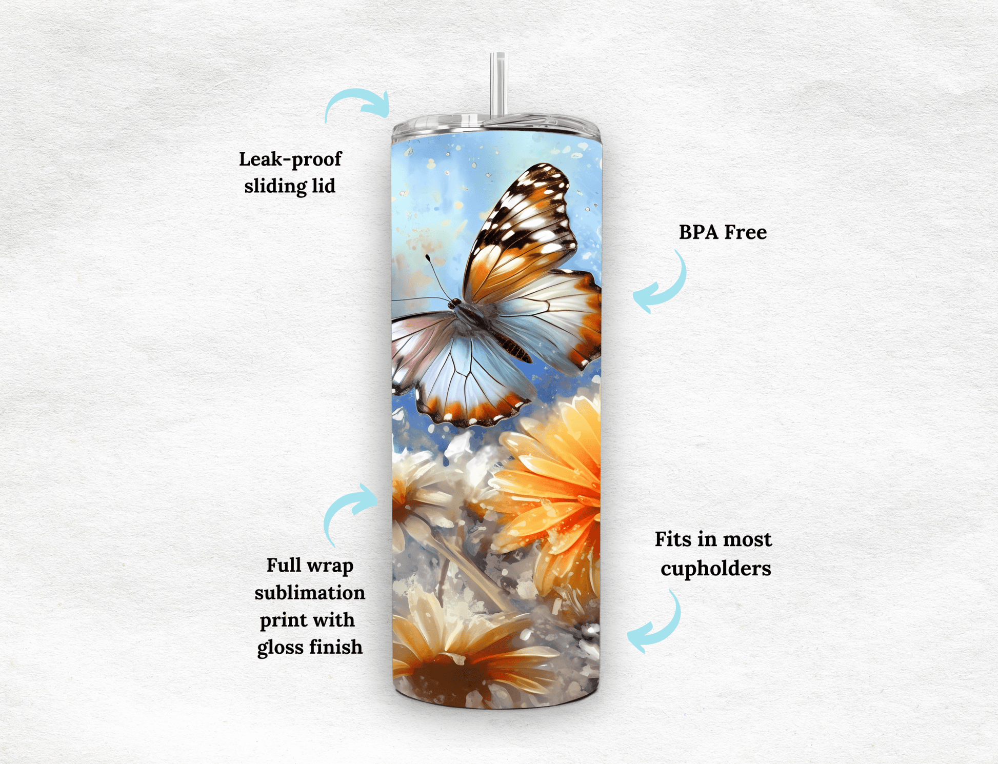 Butterfly - Tumbler - MK CREATIONS
