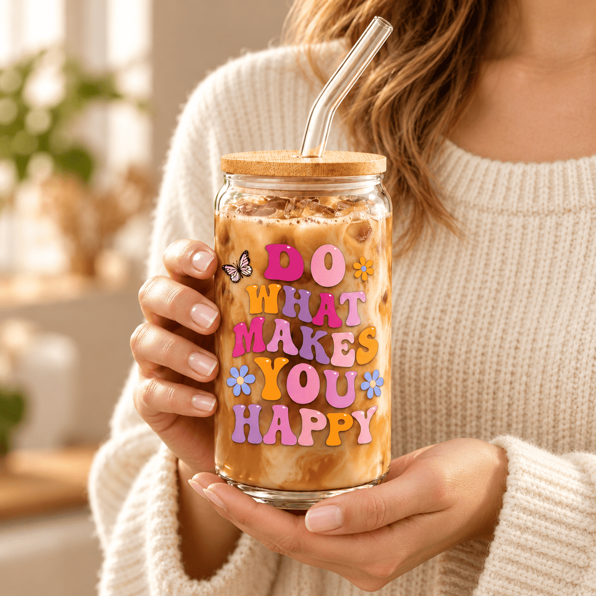 Do What Makes You Happy Glass Cup - MK CREATIONS