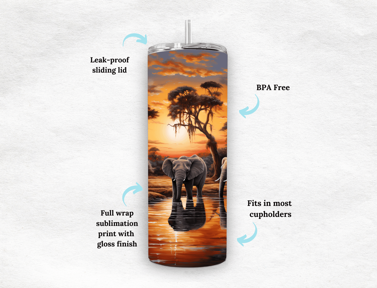 Elephants - Tumbler - MK CREATIONS