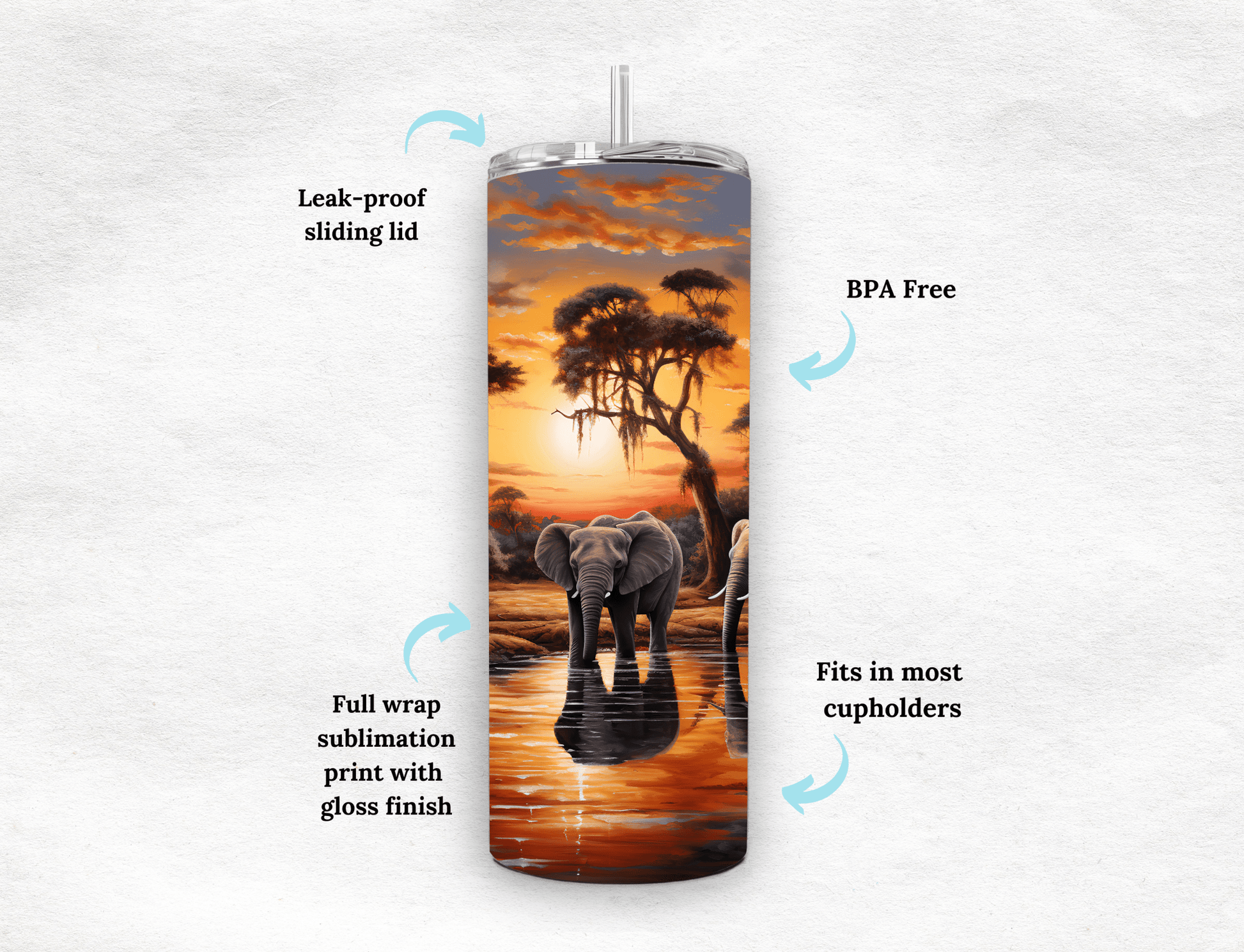 Elephants - Tumbler - MK CREATIONS