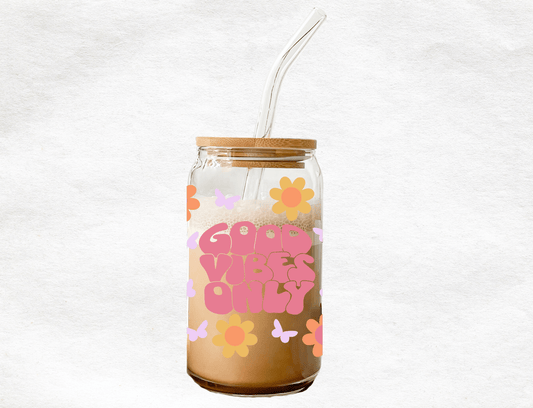 Good Vibes Only - Glass Cup - MK CREATIONS