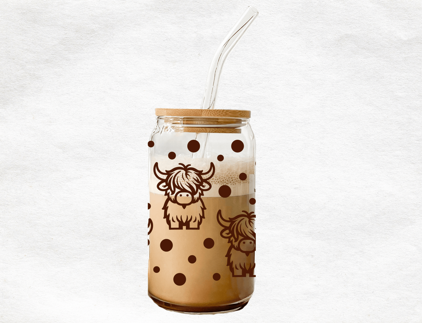 Highland Cow - Glass Cup - MK CREATIONS
