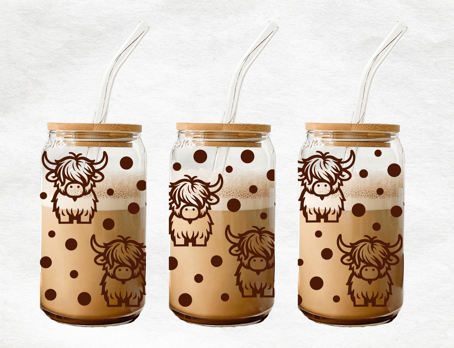 Highland Cow - Glass Cup - MK CREATIONS