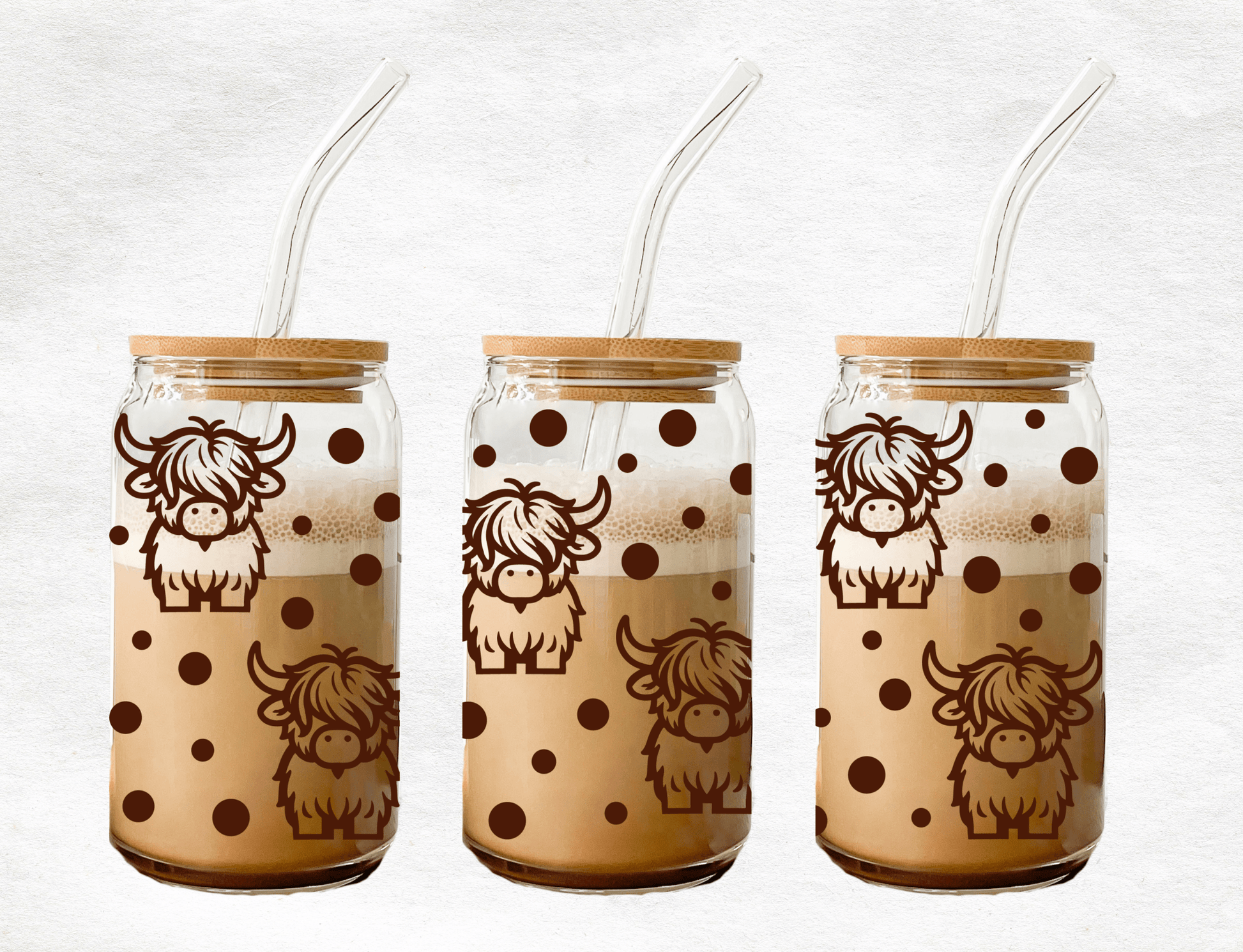 Highland Cow - Glass Cup - MK CREATIONS