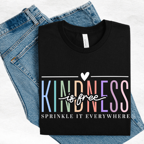 Kindness is Free Shirt – Black V - Neck T-Shirt – Inspirational Quote Tee - MK CREATIONS
