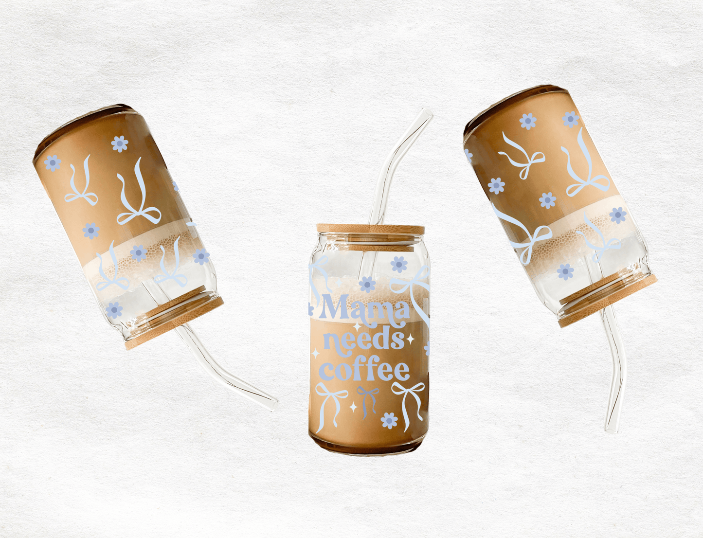 Mama Needs Coffee - Glass Cup - MK CREATIONS