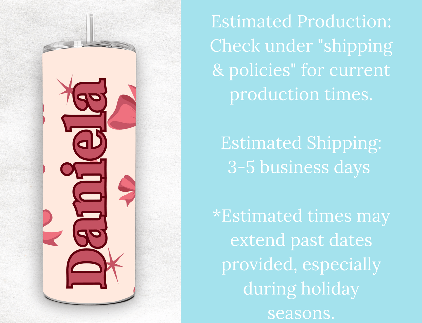 Personalized 20oz Tumbler with Bows β Custom Name Cup - MK CREATIONS