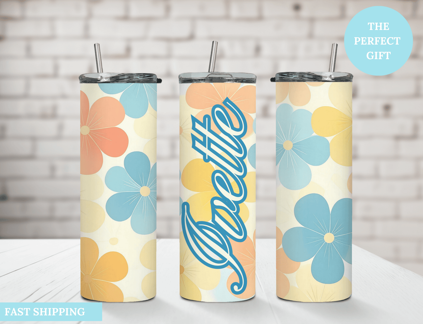 Personalized Floral 20oz Tumbler β Custom Name - MK CREATIONS