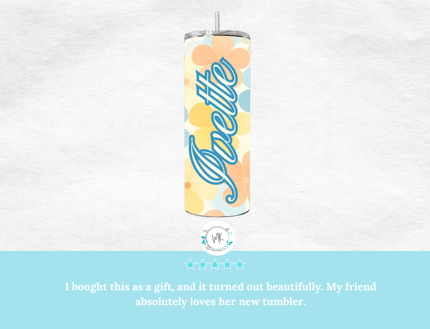 Personalized Floral 20oz Tumbler β Custom Name - MK CREATIONS