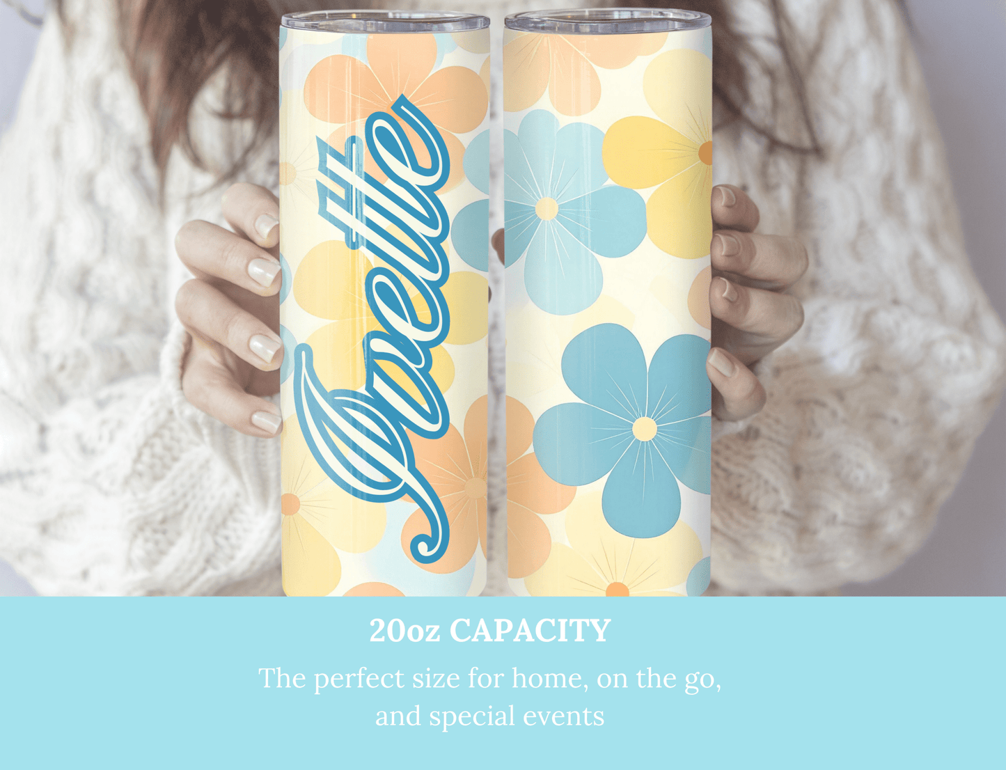Personalized Floral 20oz Tumbler β Custom Name - MK CREATIONS