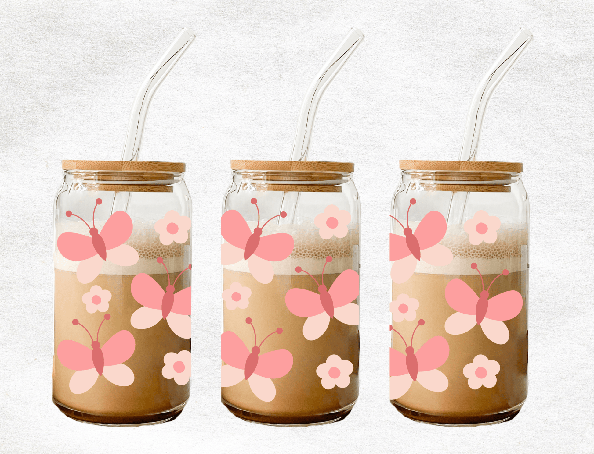 Pink Butterfly - Glass Cup - MK CREATIONS