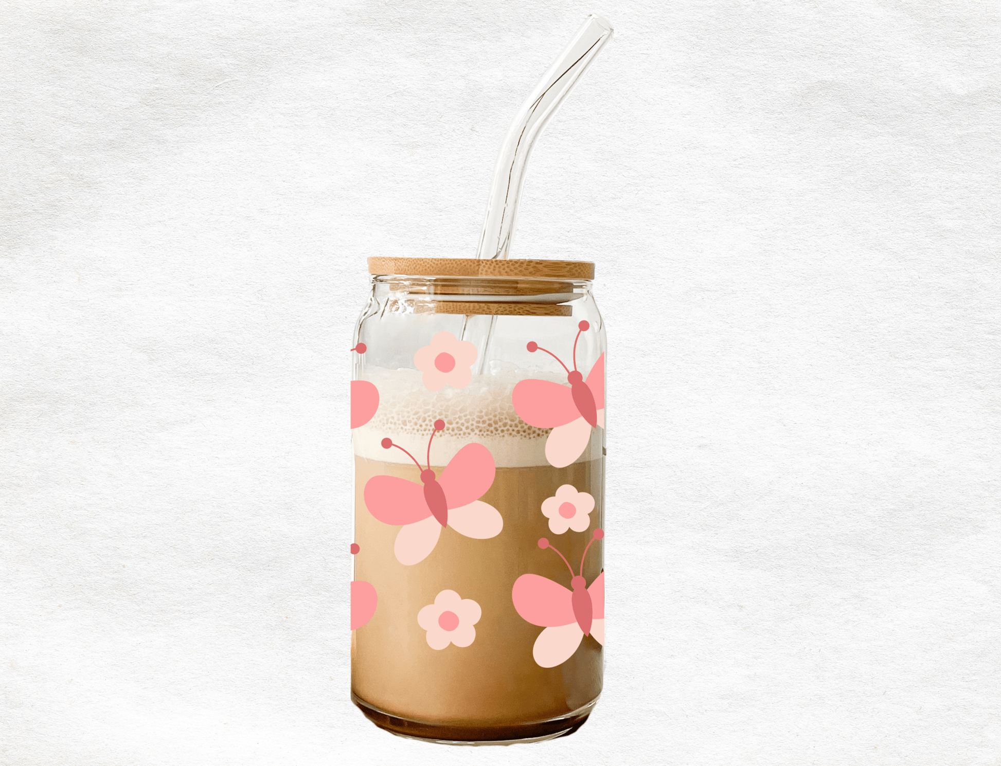 Pink Butterfly - Glass Cup - MK CREATIONS