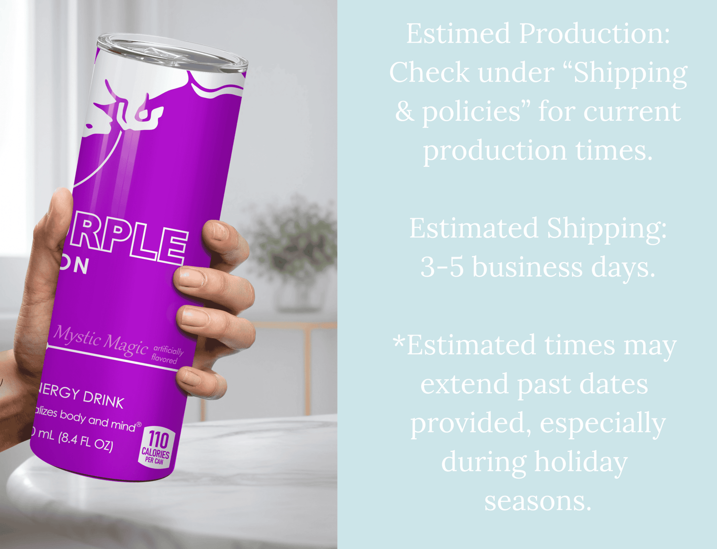 Purple Energy Drink Inspired 20oz Skinny Tumbler — Custom Drinkware with Reusable Straw - MK CREATIONS