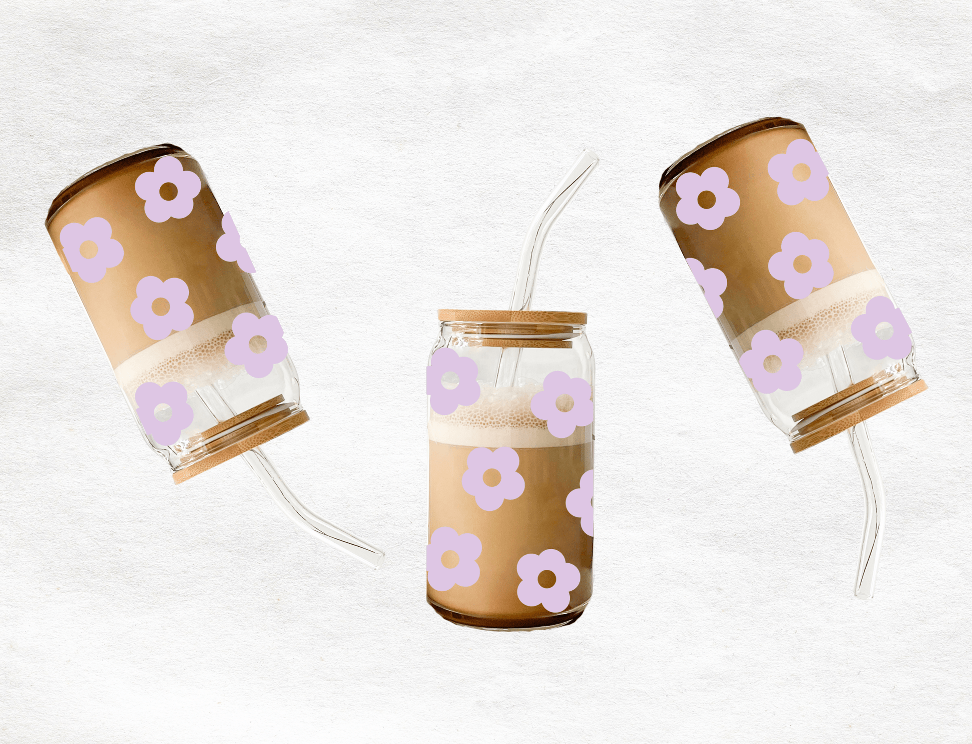 Purple Flowers - Glass Cup - MK CREATIONS
