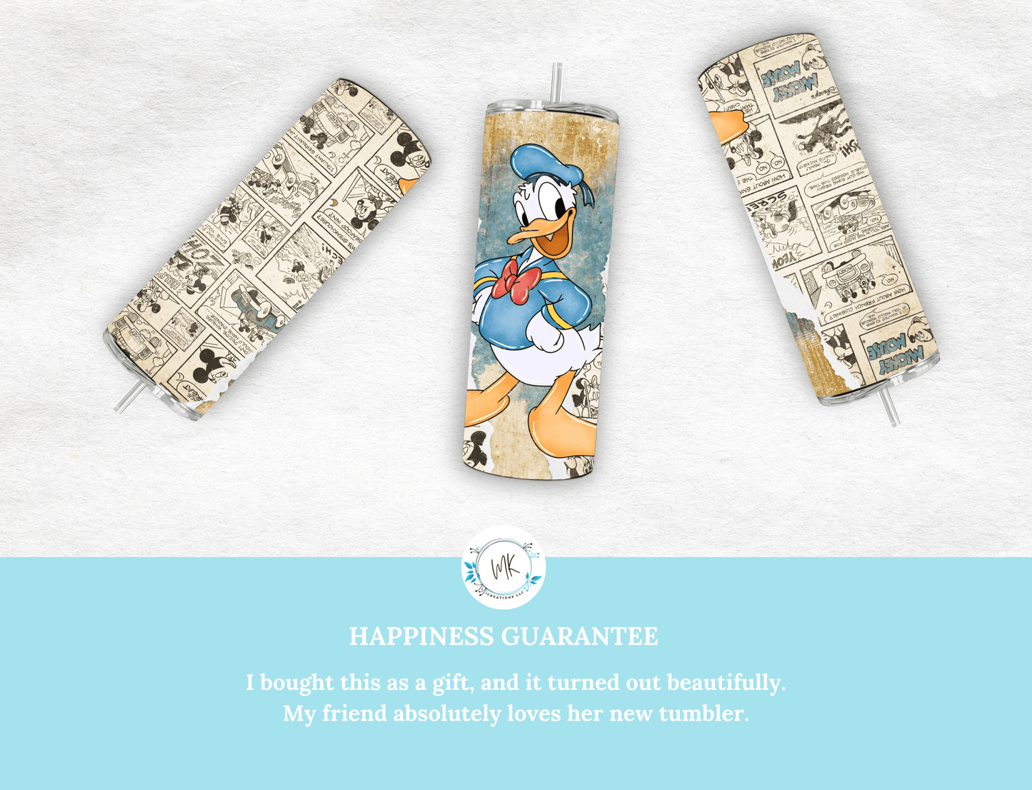 Retro Donald Duck 20 oz Skinny Tumbler. - MK CREATIONS
