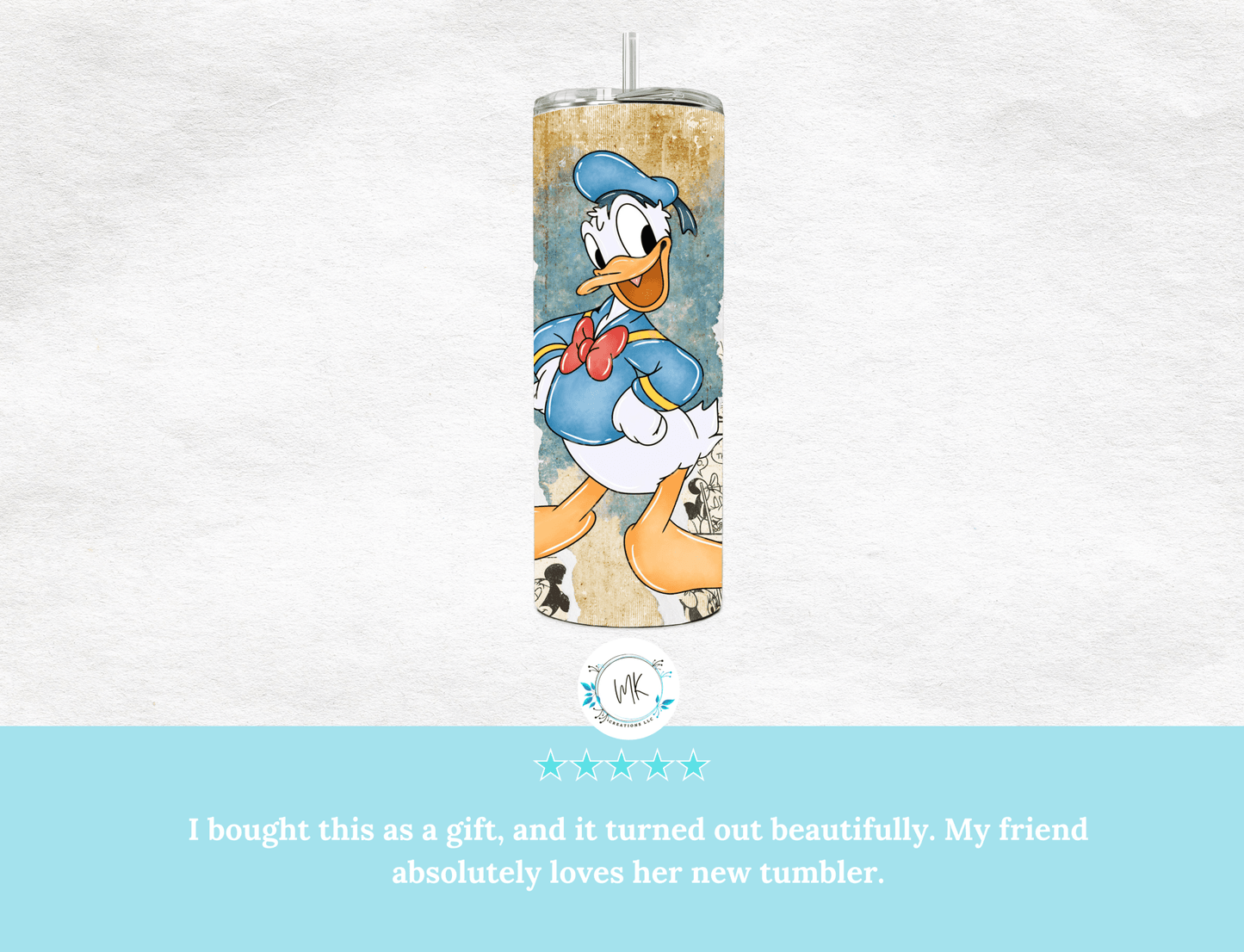 Retro Donald Duck 20 oz Skinny Tumbler. - MK CREATIONS