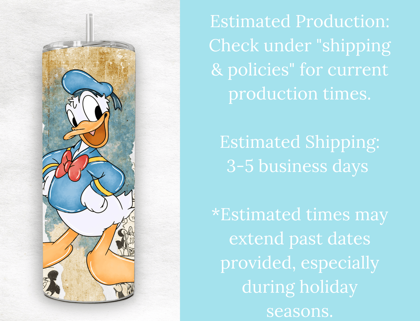 Retro Donald Duck 20 oz Skinny Tumbler. - MK CREATIONS