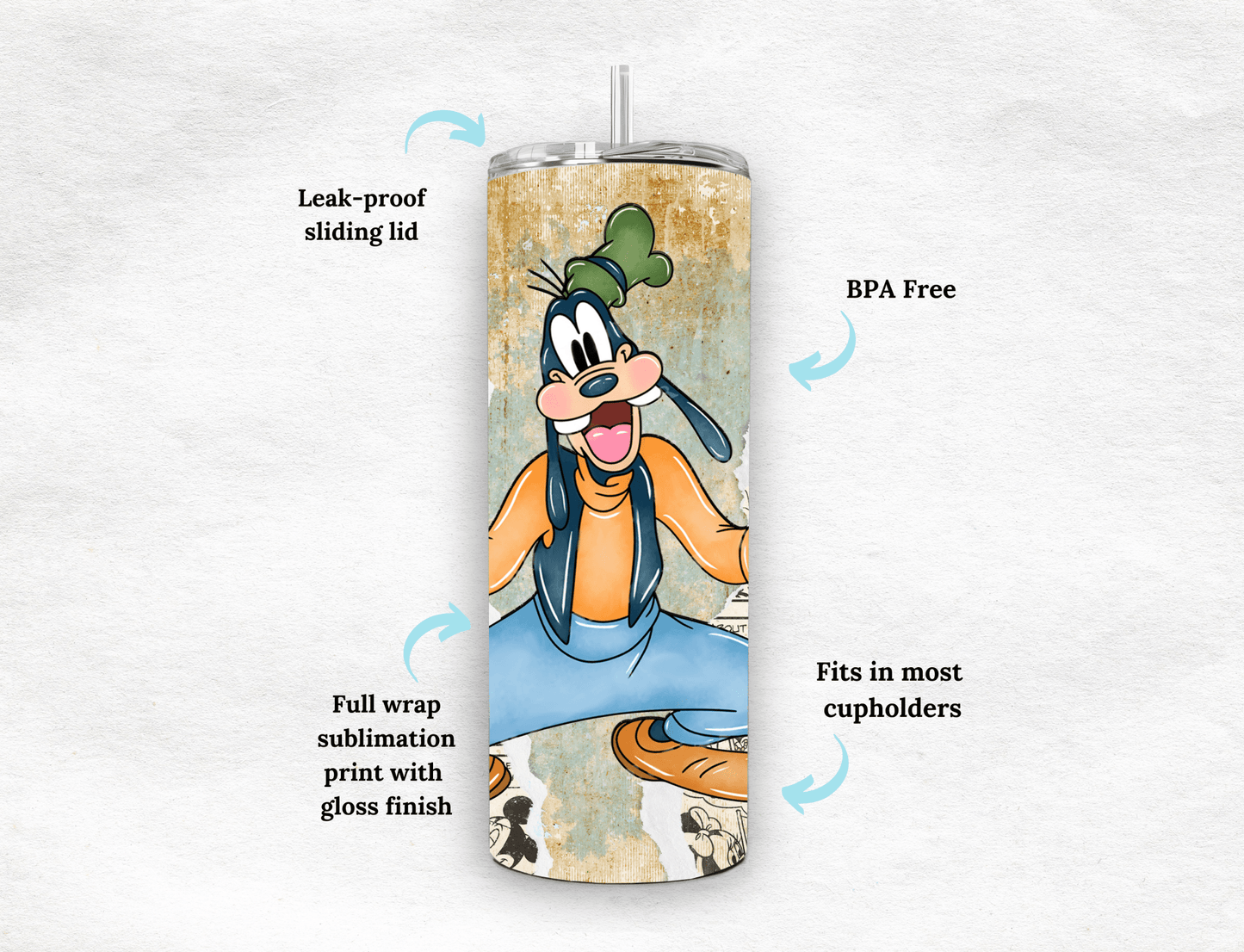 Retro Goofy 20 oz Skinny Tumbler. - MK CREATIONS
