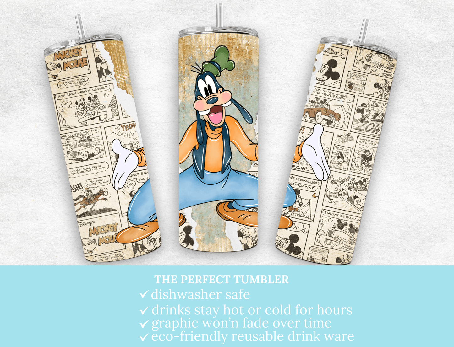 Retro Goofy 20 oz Skinny Tumbler. - MK CREATIONS