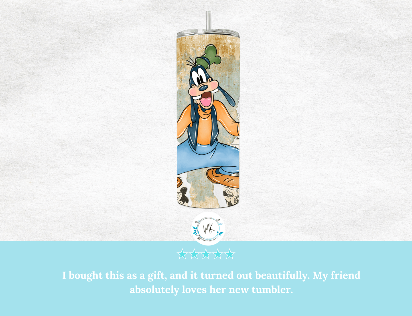 Retro Goofy 20 oz Skinny Tumbler. - MK CREATIONS