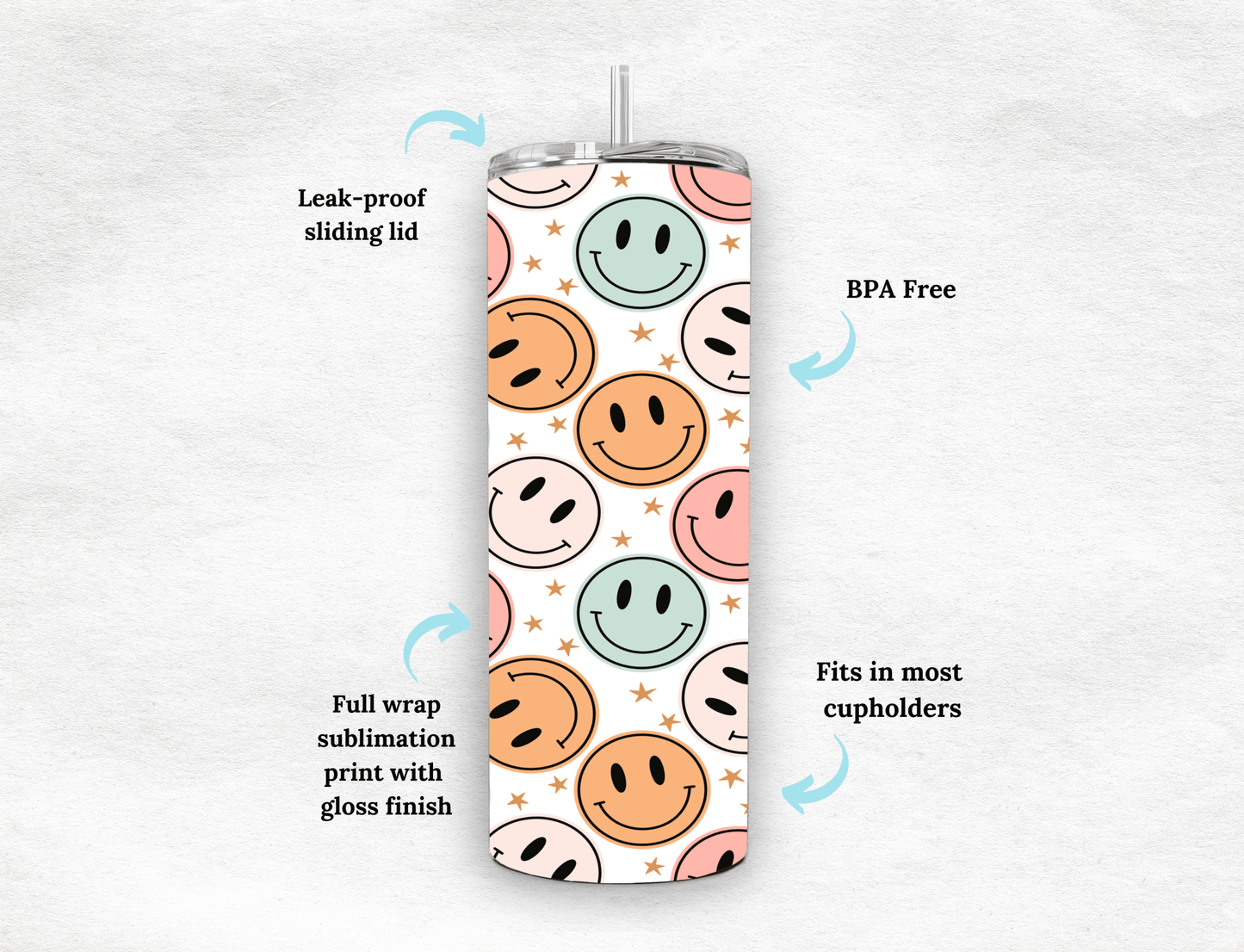 Smile Face - Tumbler - MK CREATIONS