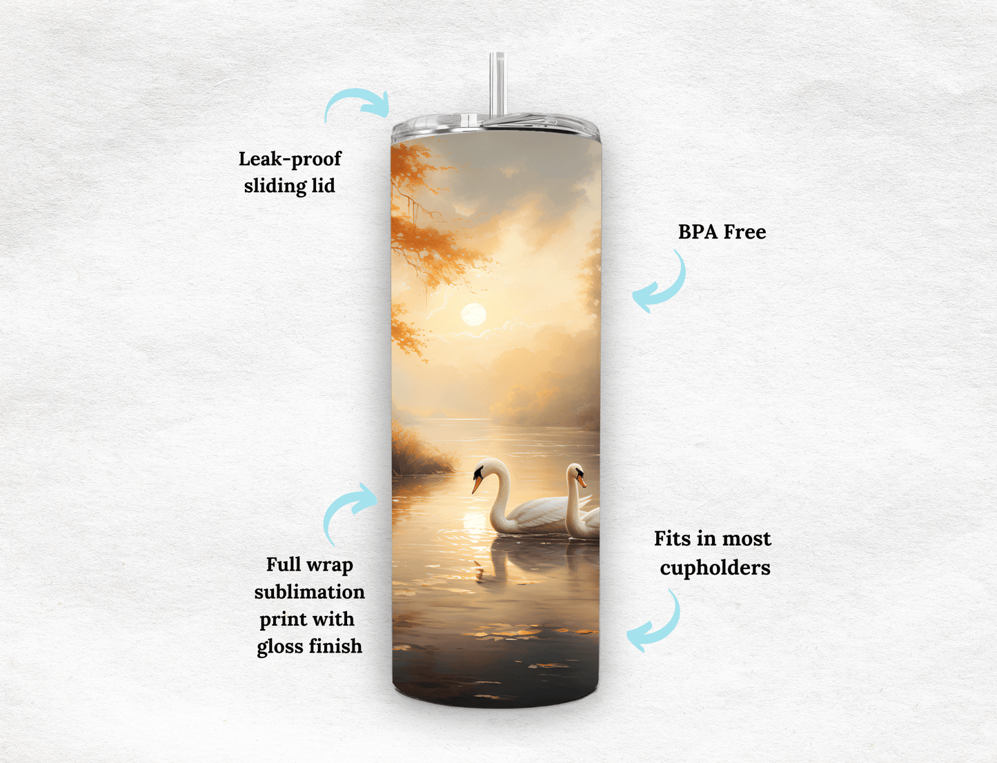 Swan - Tumbler - MK CREATIONS