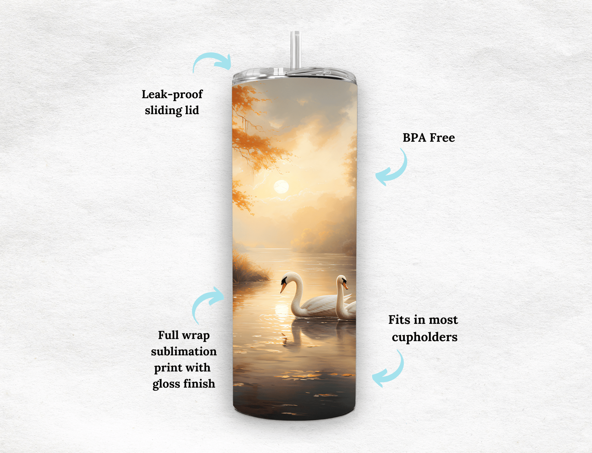 Swan - Tumbler - MK CREATIONS