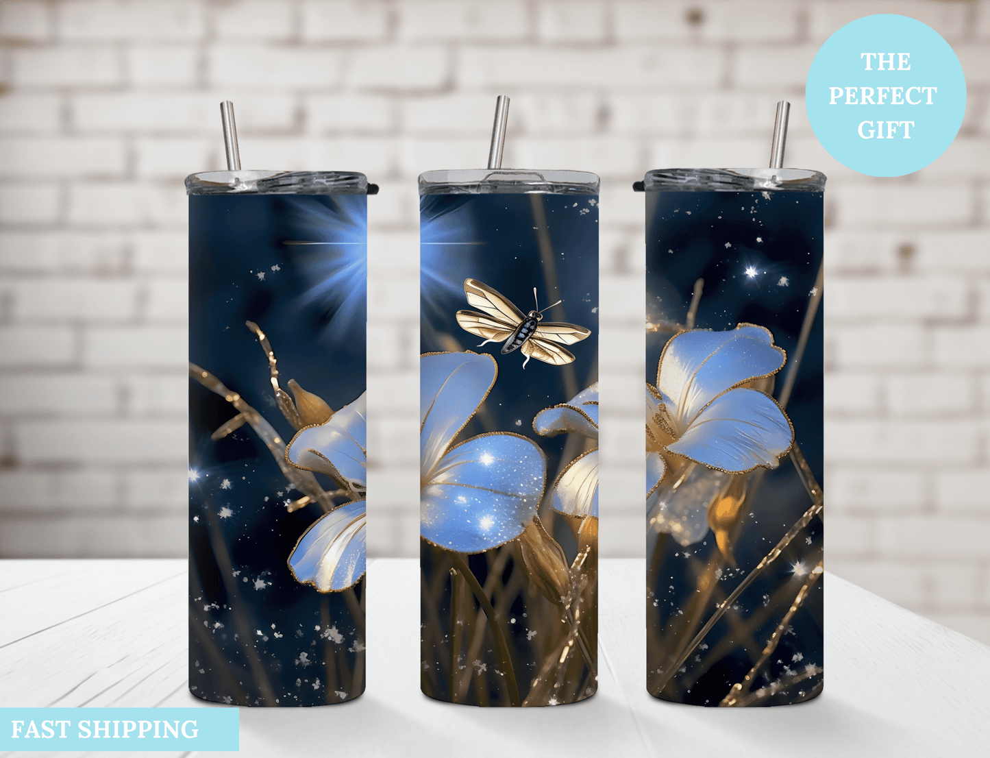 White Flowers - Tumbler - MK CREATIONS