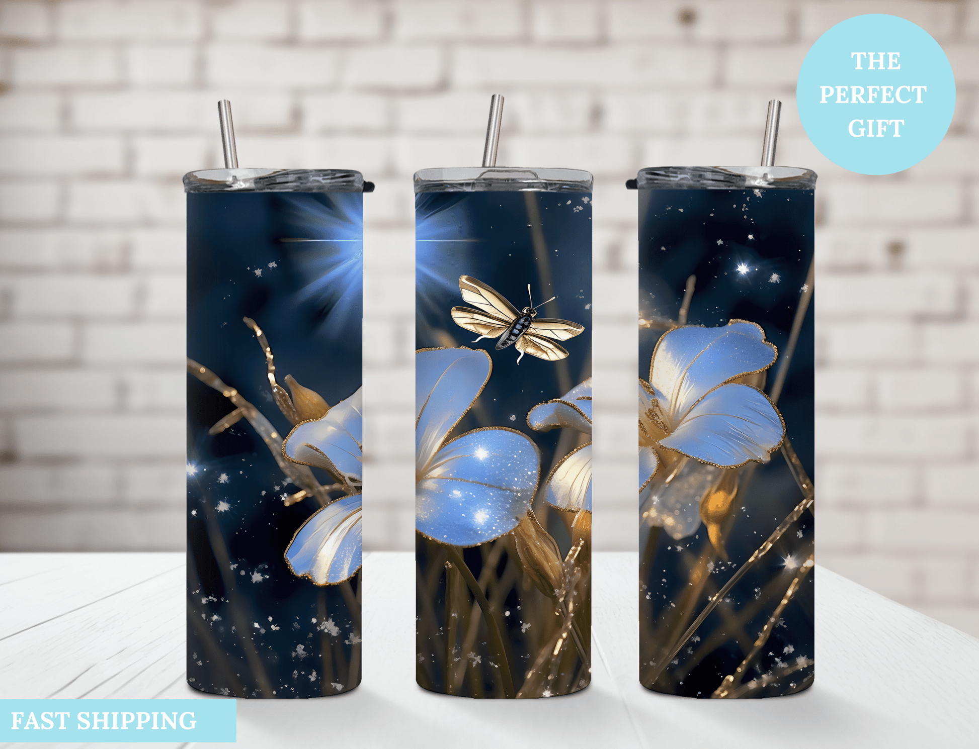 White Flowers - Tumbler - MK CREATIONS