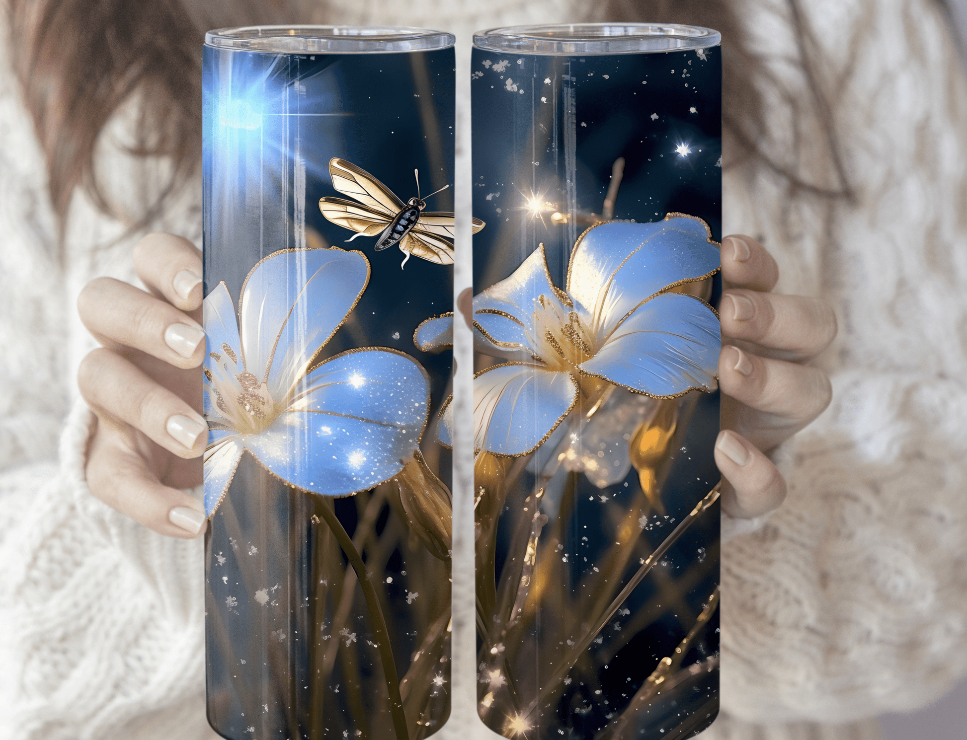 White Flowers - Tumbler - MK CREATIONS