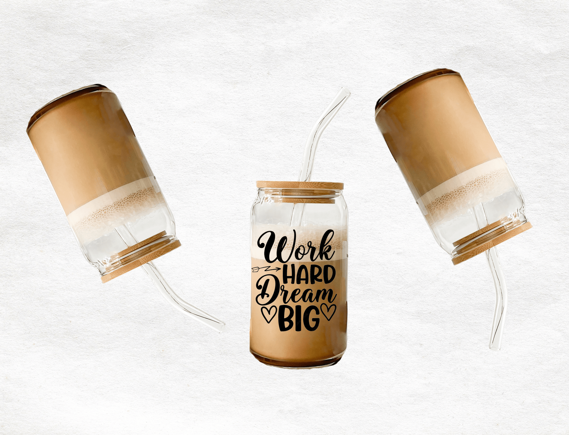 Work Hard Dream Big - Glass Cup - MK CREATIONS