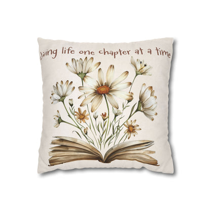 Daisy Book Pillowcase — "Living Life One Chapter at a Time" Decorative Throw Pillowcase