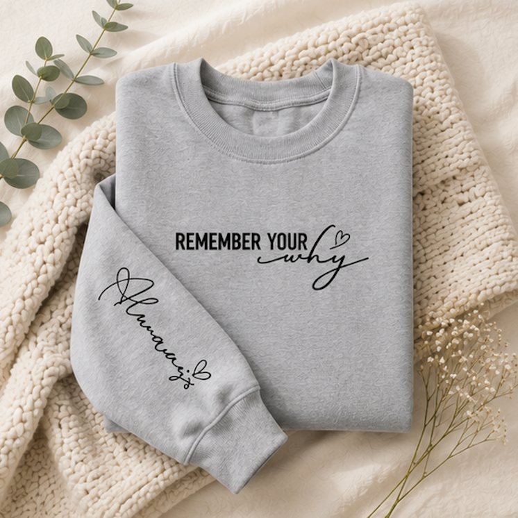 Crewneck Sweatshirt — "Remember Your Why" Motivational Pullover