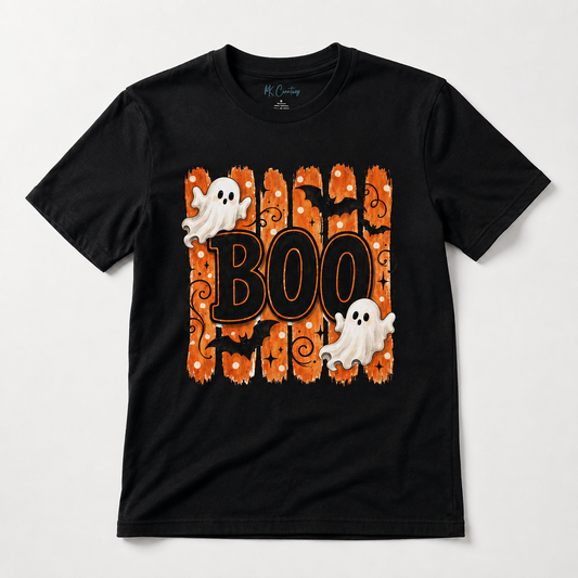 Halloween Boo Shirt, Cute Ghost T-Shirt, Spooky Season Tee, Halloween Graphic Shirt, Fall Shirt for Women, Ghost & Bat Tee