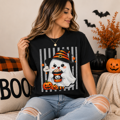 Cute Ghost Halloween Shirt, Halloween Coffee Shirt, Spooky Season Tee, Witch Ghost T-Shirt, Cute Halloween Graphic Tee, Fall Shirt