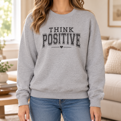 Think Positive Sweatshirt – Heather Gray Graphic Crewneck