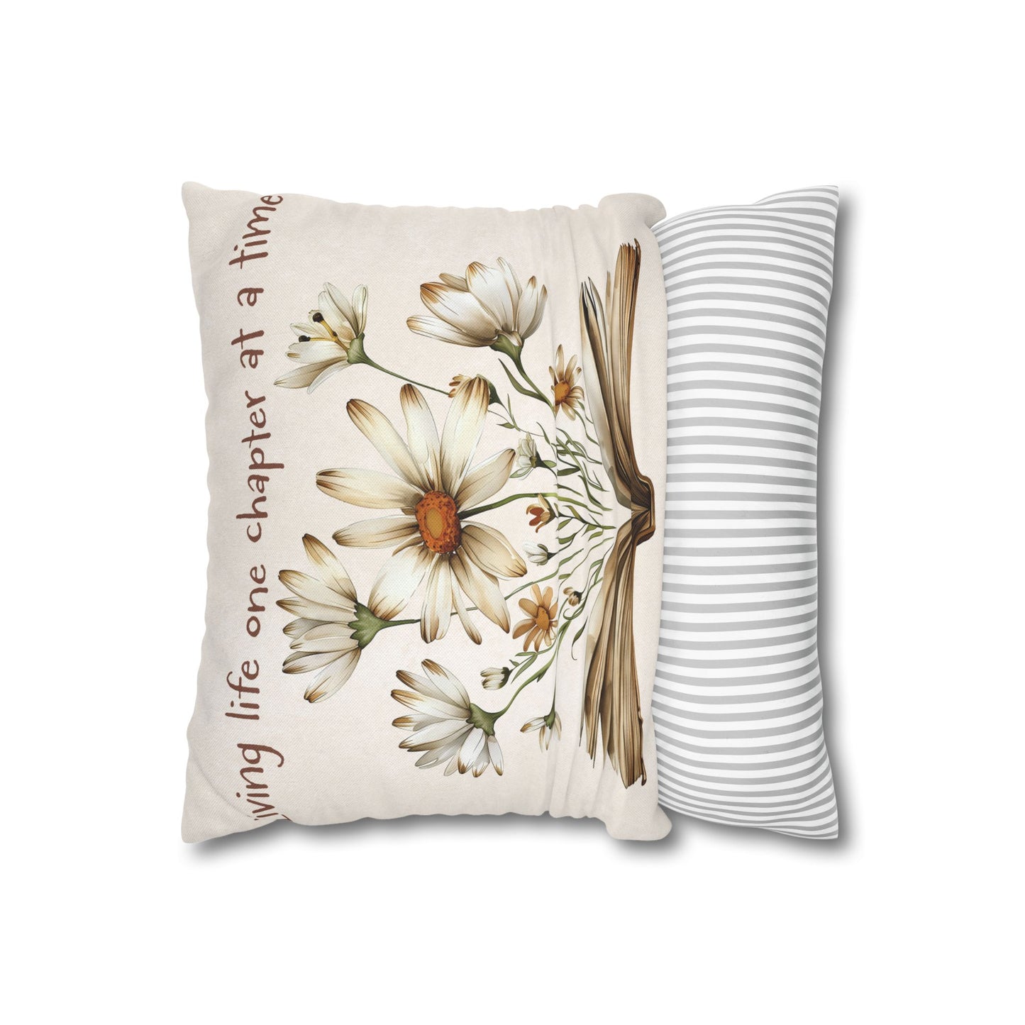 Daisy Book Pillowcase — "Living Life One Chapter at a Time" Decorative Throw Pillowcase