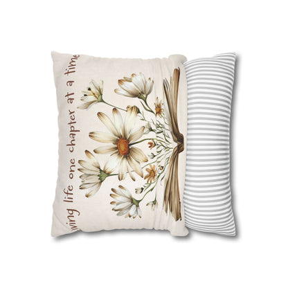 Daisy Book Pillowcase — "Living Life One Chapter at a Time" Decorative Throw Pillowcase