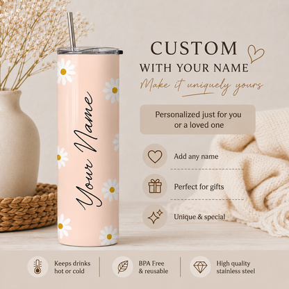 Personalized Daisy Tumbler with Name – 20 oz Custom Tumbler