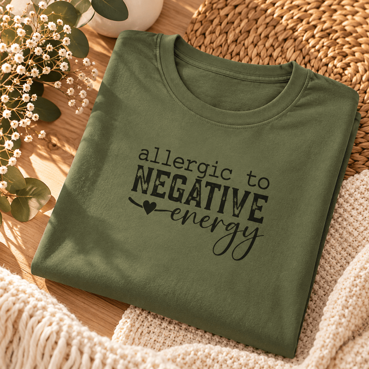 Allergic to Negative Energy T-Shirt – Positive Vibes Graphic Tee - MK CREATIONS