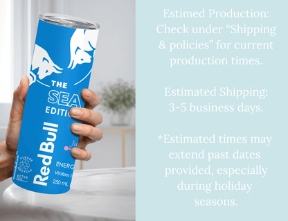 Blue Energy Drink Inspired 20oz Skinny Tumbler — Drinkware with Reusable Straw - MK CREATIONS