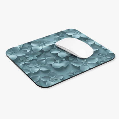 Blue Floral Mouse Pad – Elegant Botanical Desk Mat - MK CREATIONS
