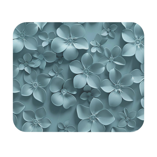 Blue Floral Mouse Pad – Elegant Botanical Desk Mat - MK CREATIONS