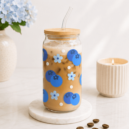 Blueberries-Glass Cup - MK CREATIONS